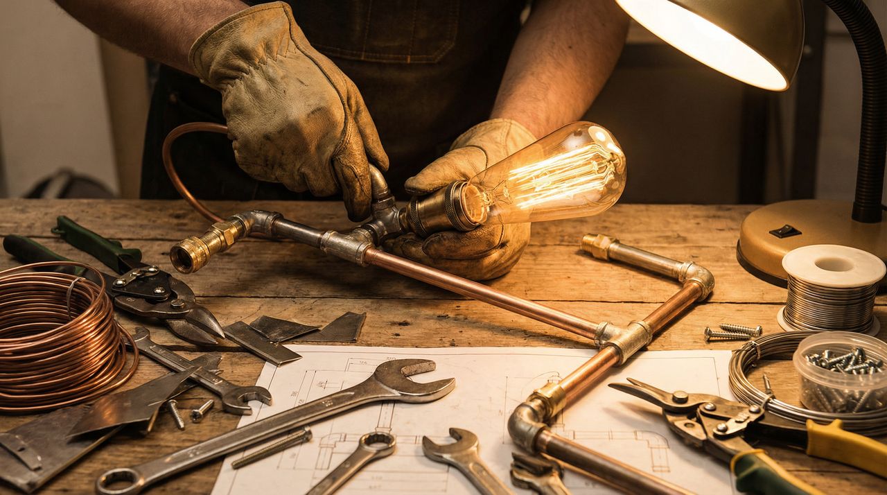 糖心Vlog - 复古金属灯具DIY视频演示